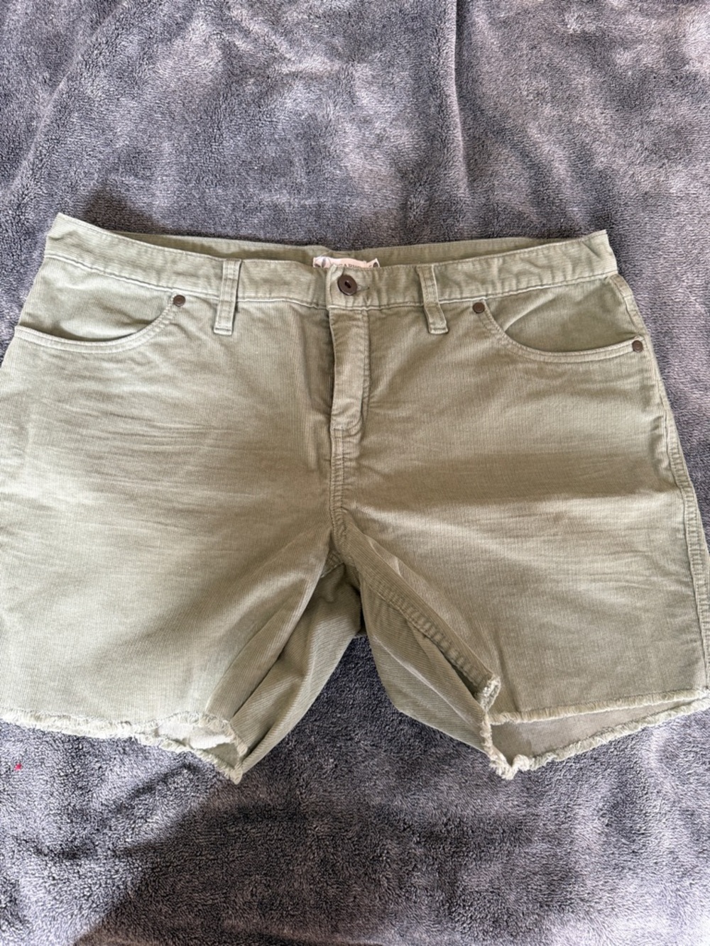 Carve Designs Sage Green Raw Hem Denim Shorts 6” inseam